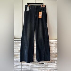 ⭐ Between Us Dark Grey Wide Leg Jeans Size 7 High Rise NWT 100% Cotton